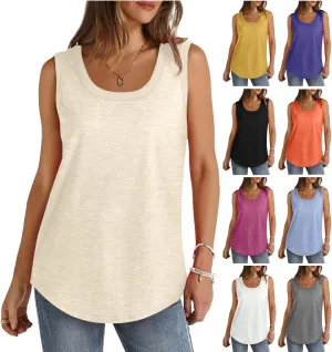 Summer Tank Top for Women Sleeveless Cotton Tee Shirts Loose Crew Neck Casual Shirt Oversized Workout Tank Top 2025
