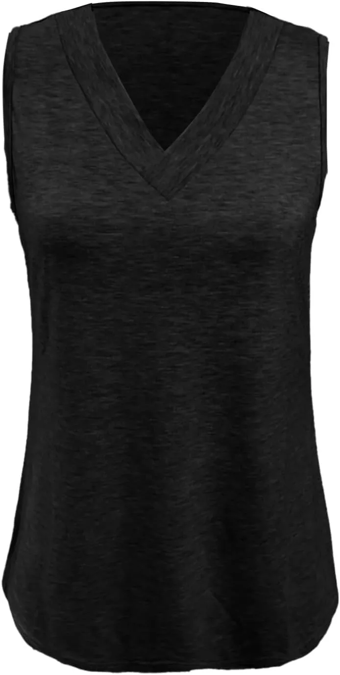 Tank Top for Women Summer V Neck T-Shirt Trendy Sleeveless Comfy Tee Shirts Loose Beach Vacation Clothes