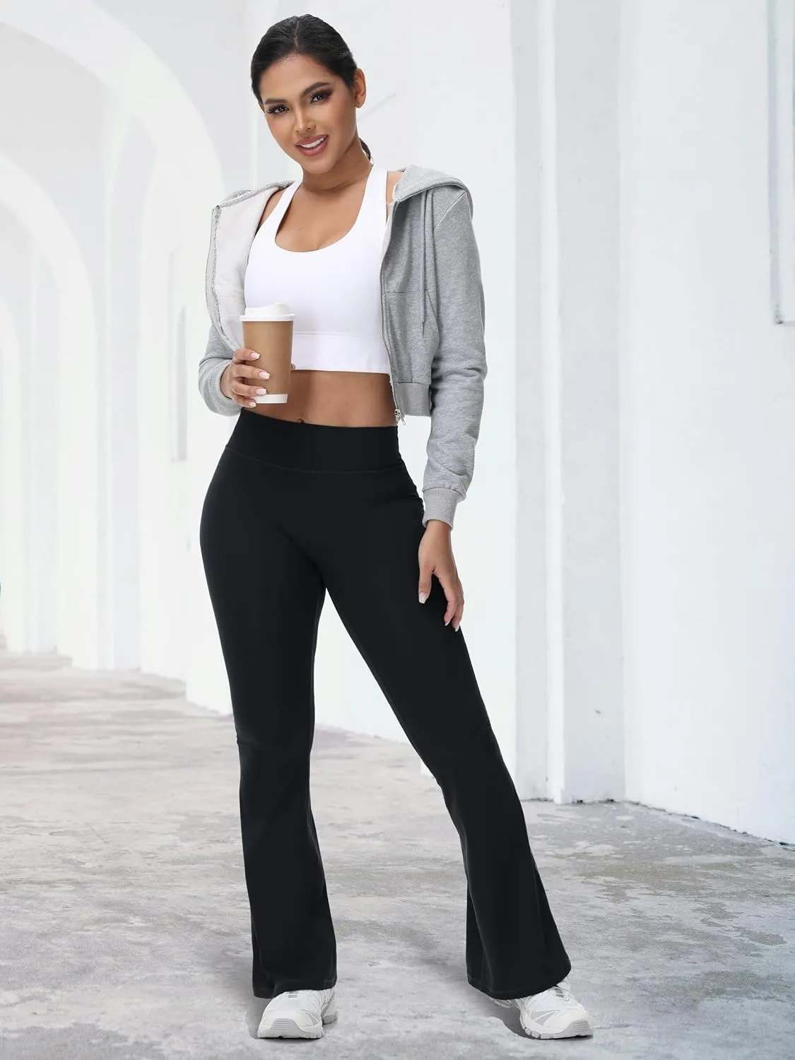 Tapata Womens Flare Leggings 28/30/32/34 Inseam Petite Tall Long Scrunch Butt Lift Gym Workout Yoga Pants with Pockets