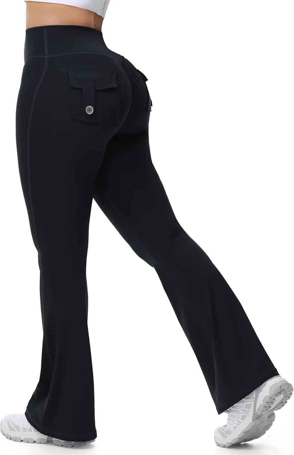 Tapata Womens Flare Leggings 28/30/32/34 Inseam Petite Tall Long Scrunch Butt Lift Gym Workout Yoga Pants with Pockets