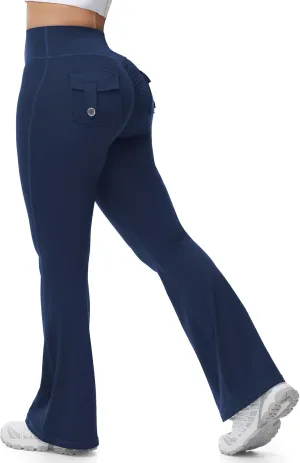 Tapata Womens Flare Leggings 28/30/32/34 Inseam Petite Tall Long Scrunch Butt Lift Gym Workout Yoga Pants with Pockets