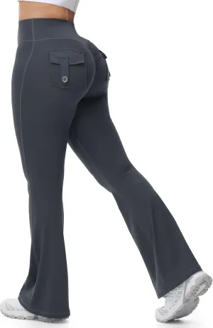 Tapata Womens Flare Leggings 28/30/32/34 Inseam Petite Tall Long Scrunch Butt Lift Gym Workout Yoga Pants with Pockets