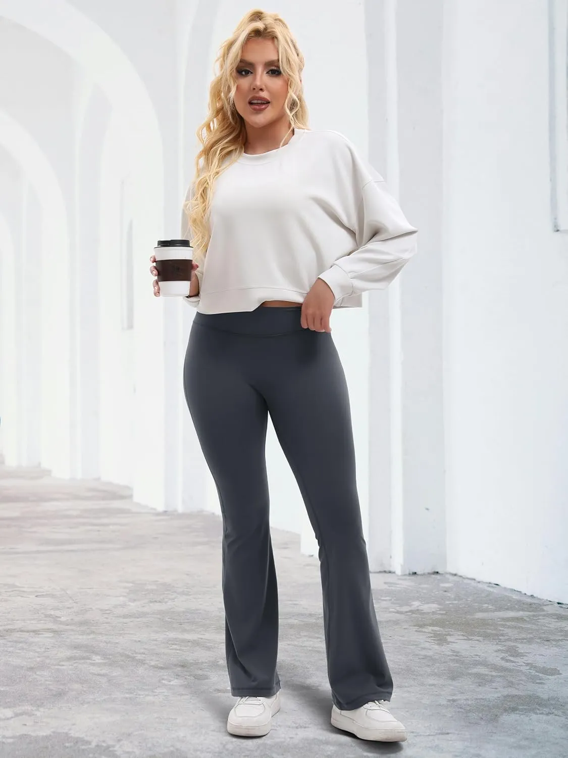 Tapata Womens Flare Leggings 28/30/32/34 Inseam Petite Tall Long Scrunch Butt Lift Gym Workout Yoga Pants with Pockets