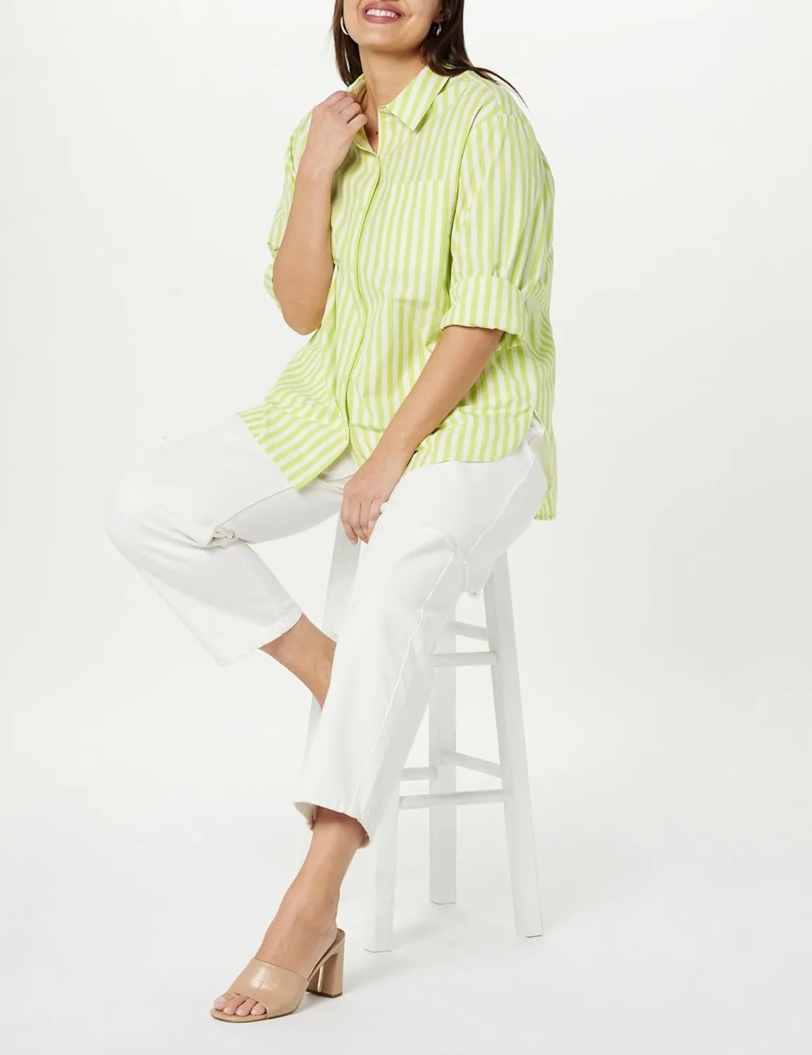 The Drop Women's Kendra Loose Fit Long Shirt
