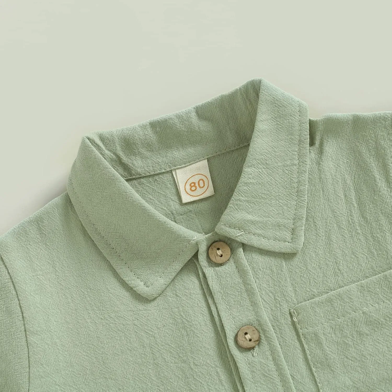 Toddler Baby Boy Linen Outfits Solid Color Short Sleeve Lapel Button Down Shirt and Shorts Summer Clothes Set