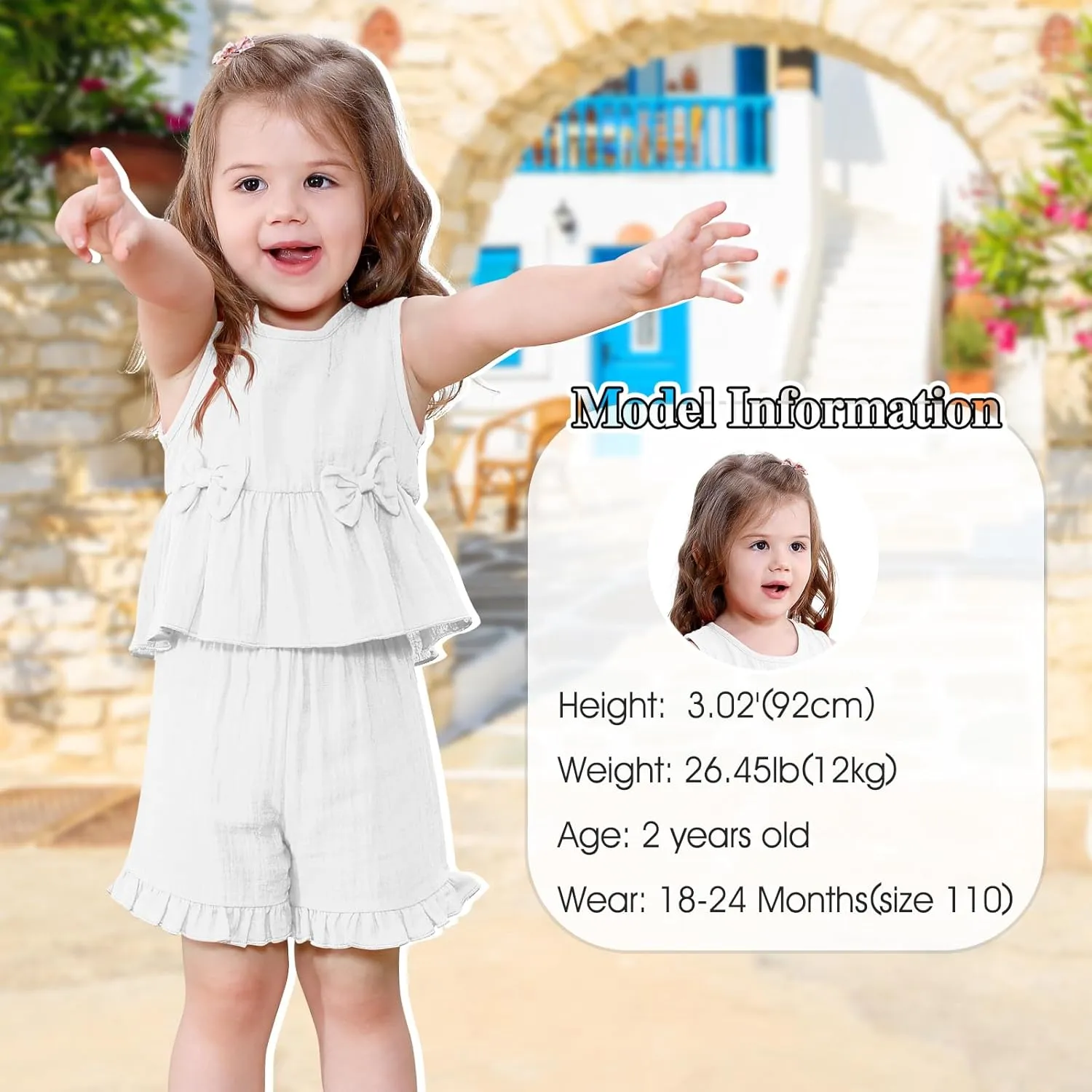 Toddler Baby Girl Clothes Cute Outfits Girls Linen Bow Tank Tops Ruffle Shorts Set Spring Summer Clothes for Kids