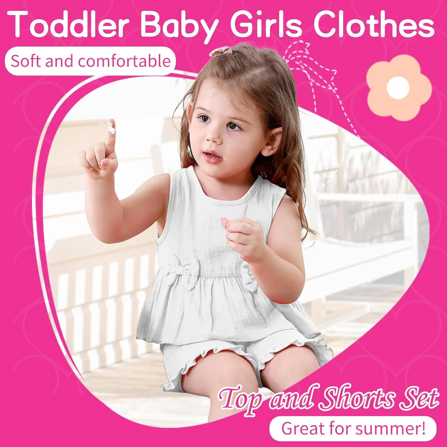 Toddler Baby Girl Clothes Cute Outfits Girls Linen Bow Tank Tops Ruffle Shorts Set Spring Summer Clothes for Kids