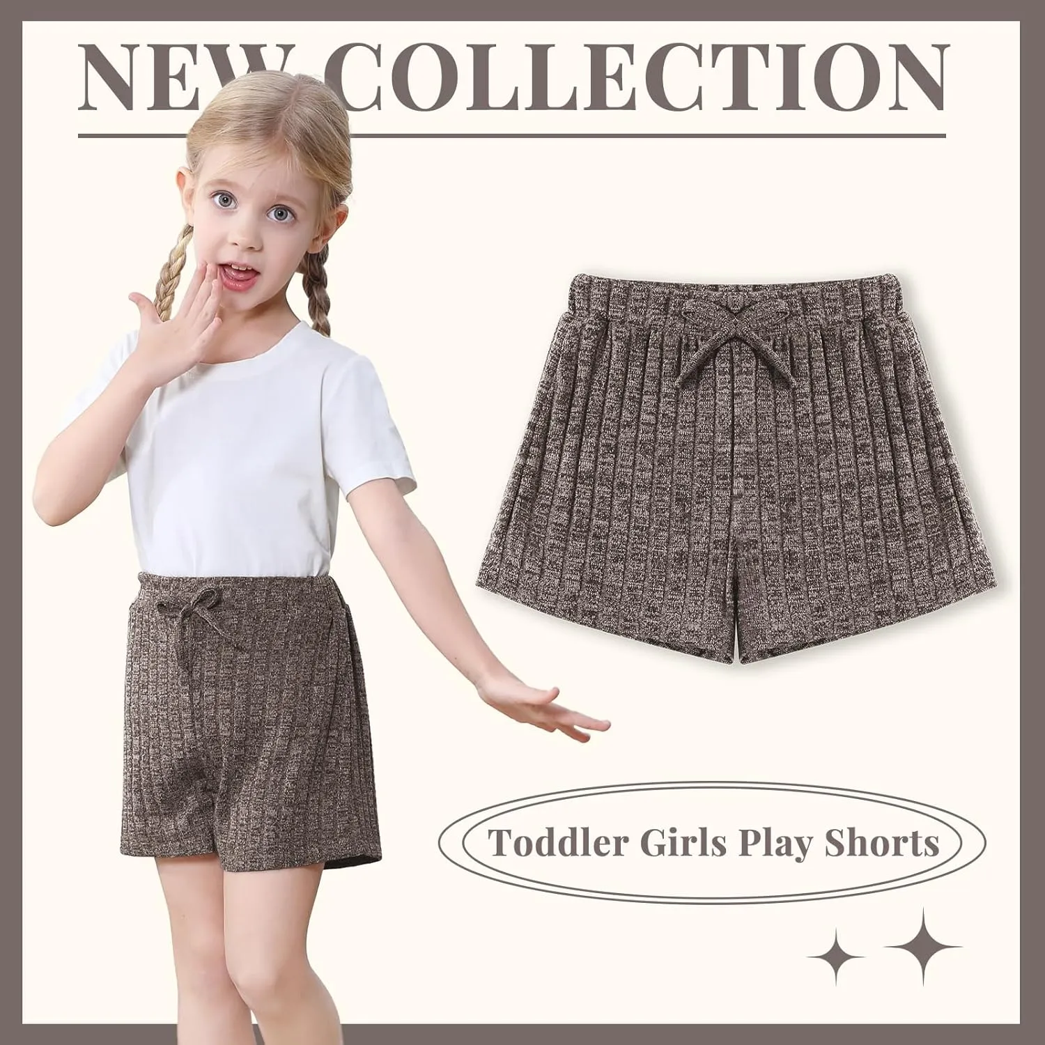 Toddler Girls Shorts Soft Ribbed Knit with Bow Baby Girls Casual Playing Summer Shorts for Little Kid 18 Month-6T