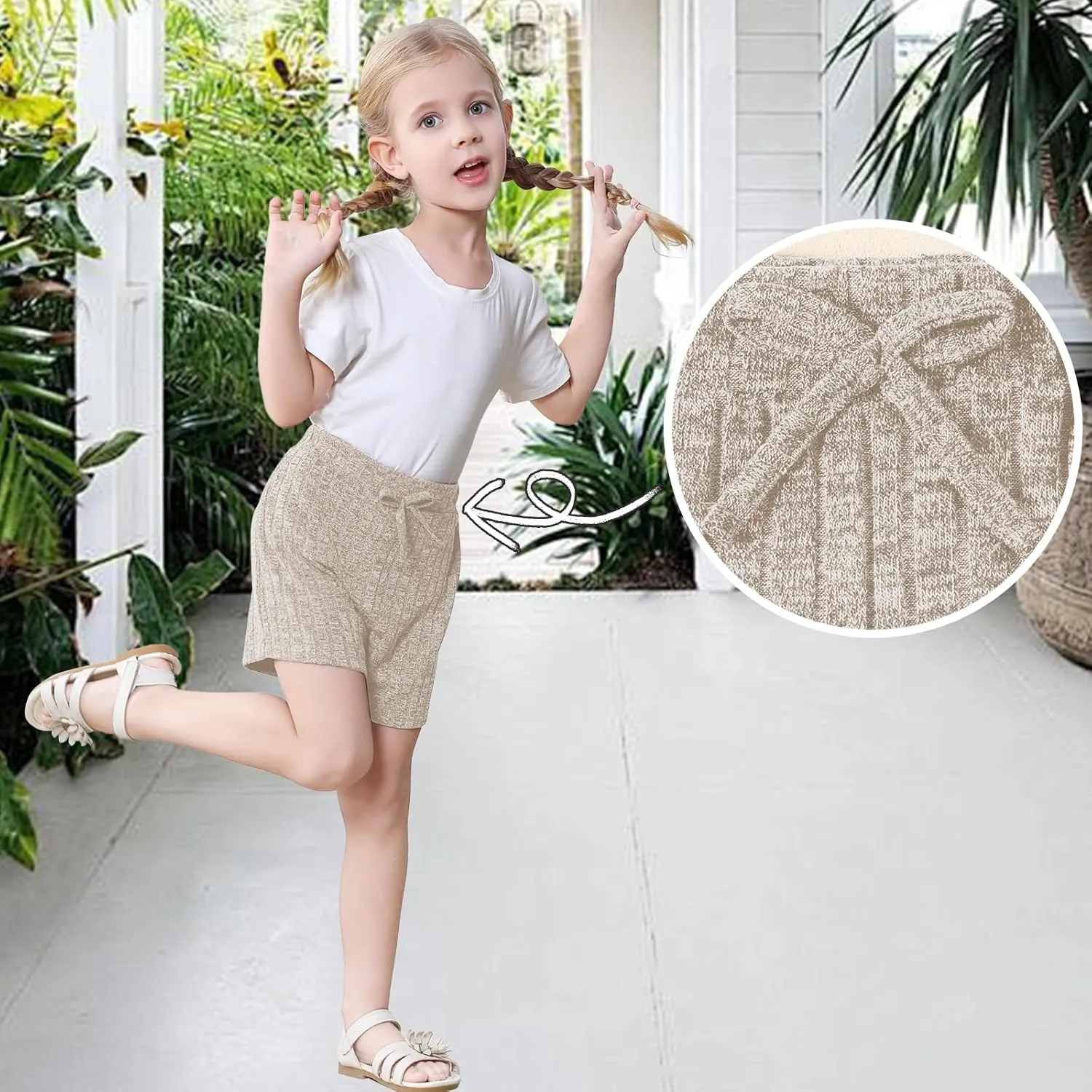 Toddler Girls Shorts Soft Ribbed Knit with Bow Baby Girls Casual Playing Summer Shorts for Little Kid 18 Month-6T