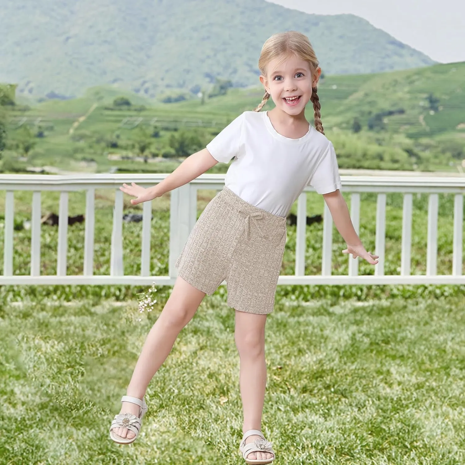Toddler Girls Shorts Soft Ribbed Knit with Bow Baby Girls Casual Playing Summer Shorts for Little Kid 18 Month-6T