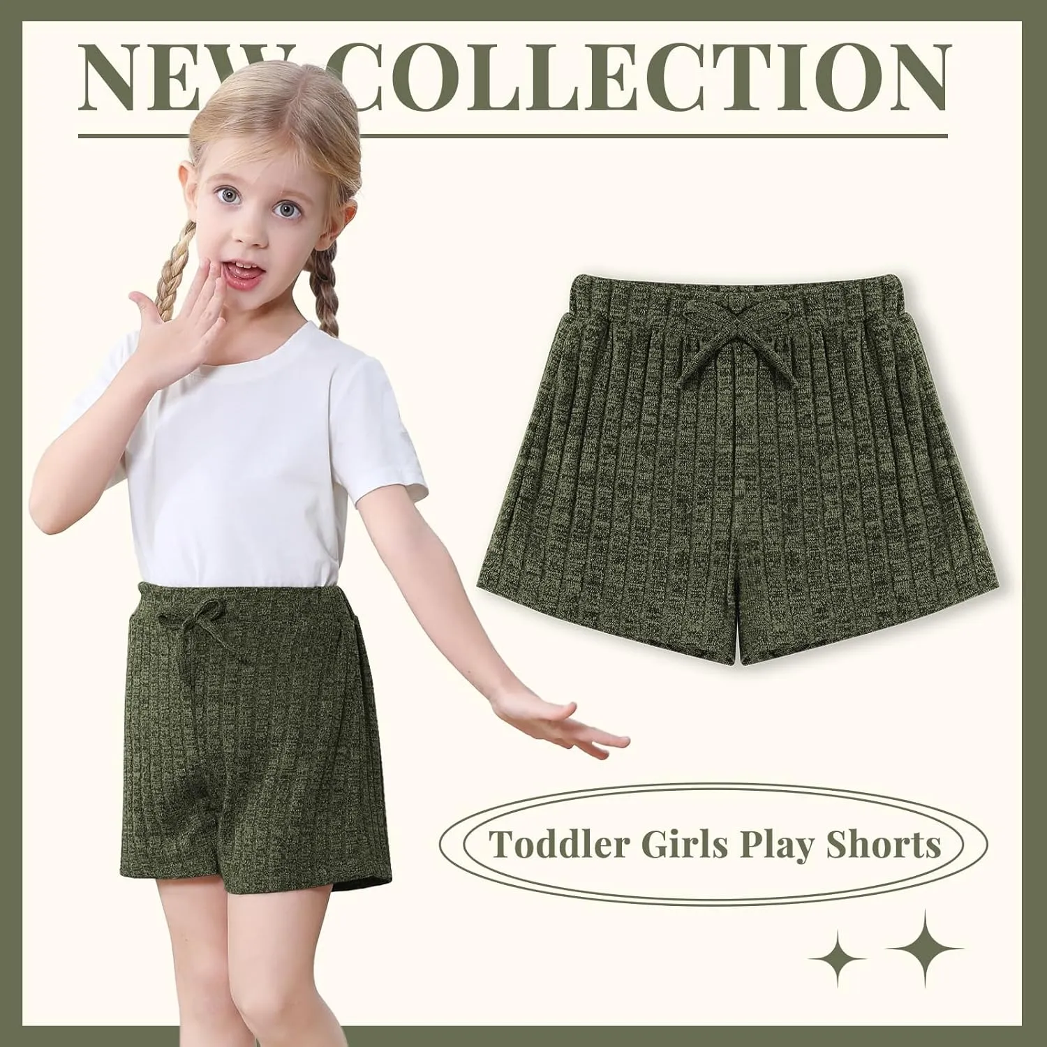 Toddler Girls Shorts Soft Ribbed Knit with Bow Baby Girls Casual Playing Summer Shorts for Little Kid 18 Month-6T
