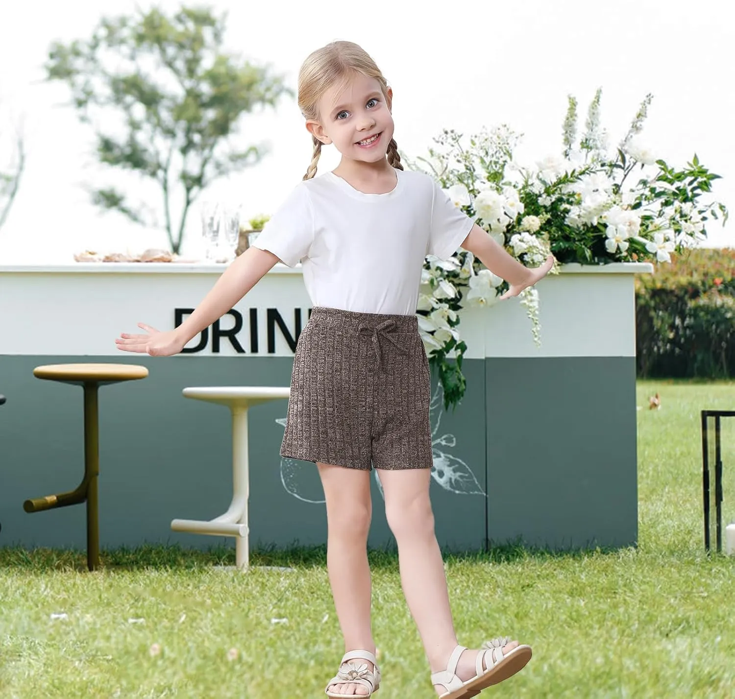 Toddler Girls Shorts Soft Ribbed Knit with Bow Baby Girls Casual Playing Summer Shorts for Little Kid 18 Month-6T