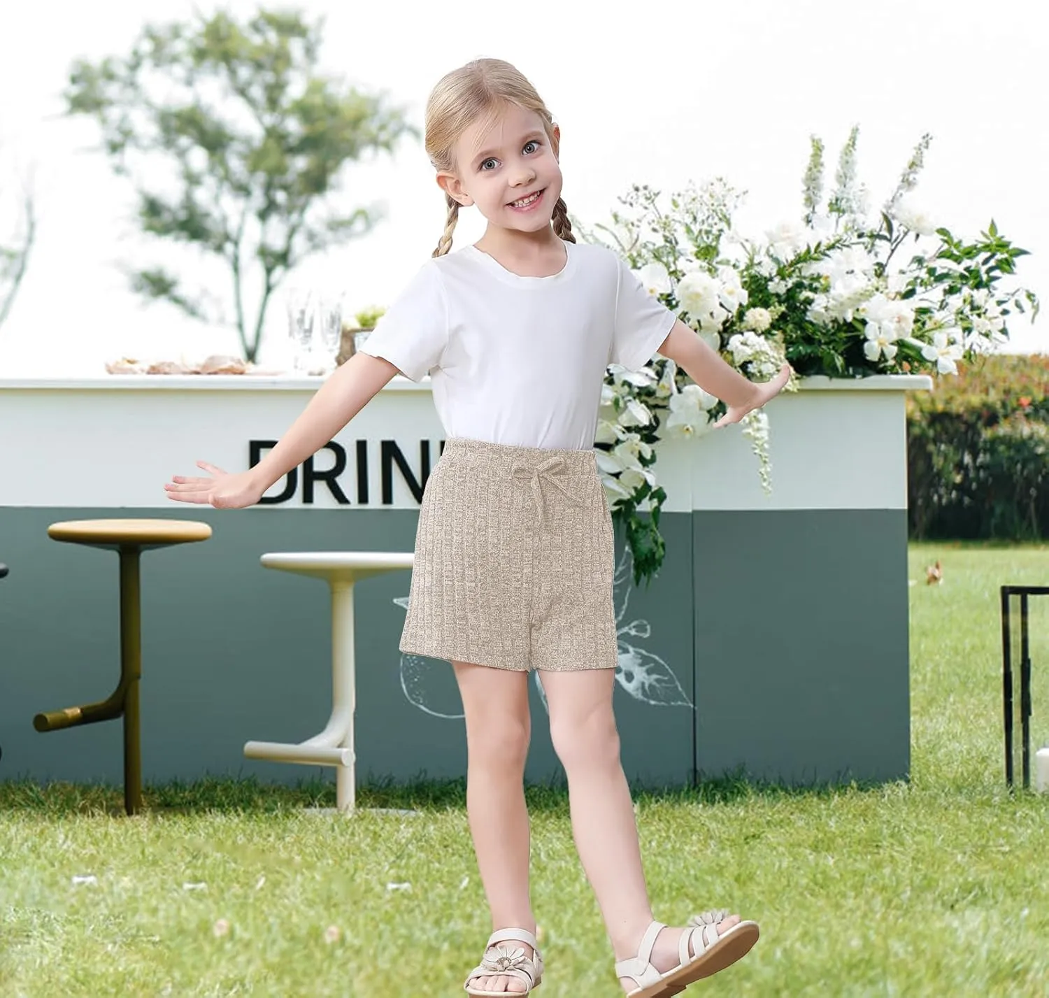 Toddler Girls Shorts Soft Ribbed Knit with Bow Baby Girls Casual Playing Summer Shorts for Little Kid 18 Month-6T