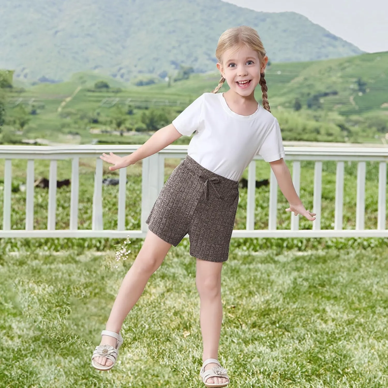 Toddler Girls Shorts Soft Ribbed Knit with Bow Baby Girls Casual Playing Summer Shorts for Little Kid 18 Month-6T