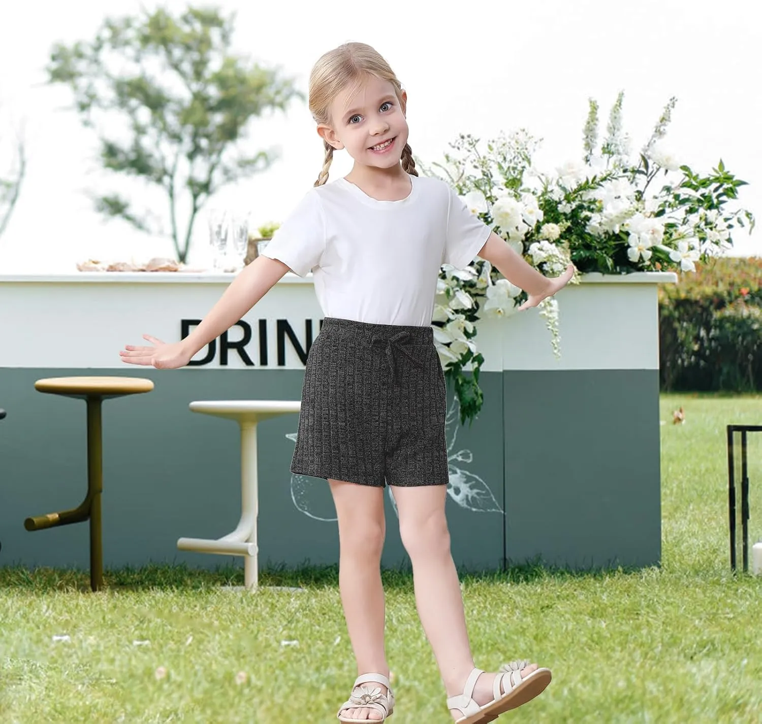 Toddler Girls Shorts Soft Ribbed Knit with Bow Baby Girls Casual Playing Summer Shorts for Little Kid 18 Month-6T