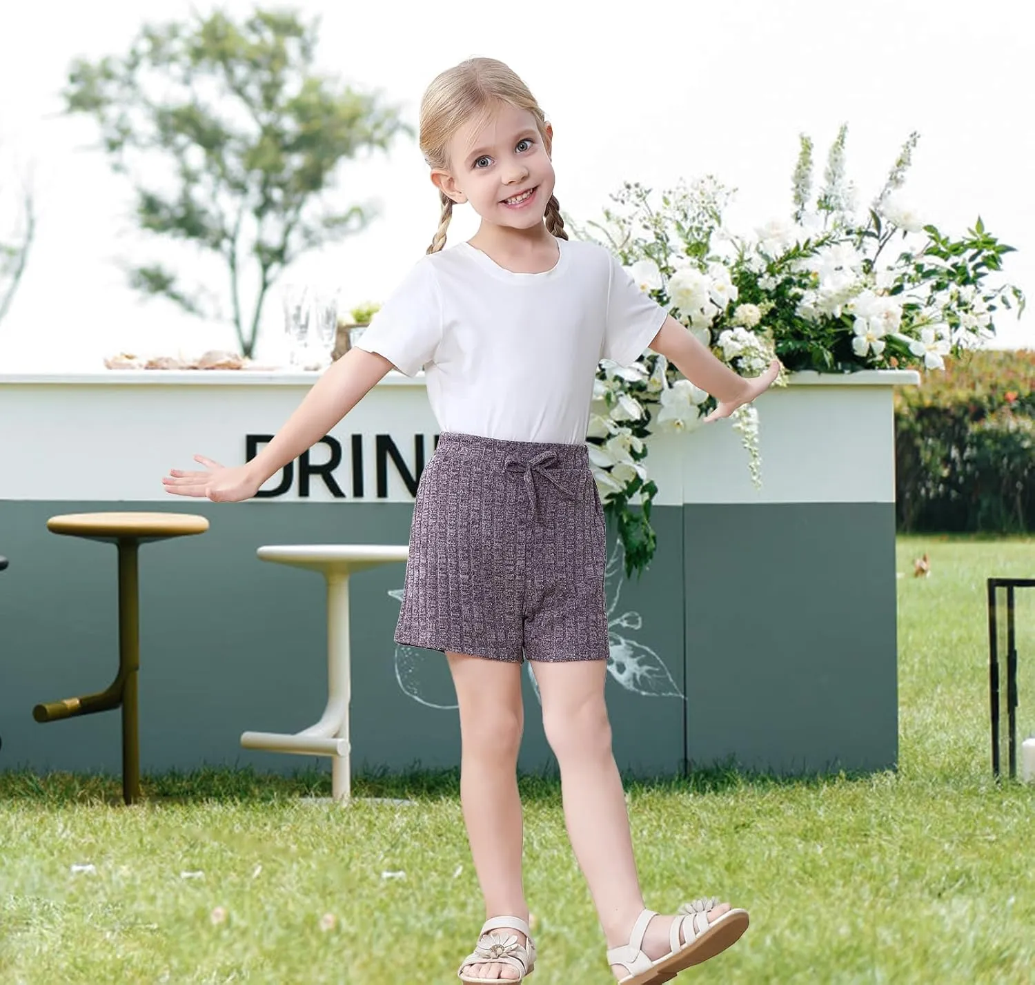 Toddler Girls Shorts Soft Ribbed Knit with Bow Baby Girls Casual Playing Summer Shorts for Little Kid 18 Month-6T