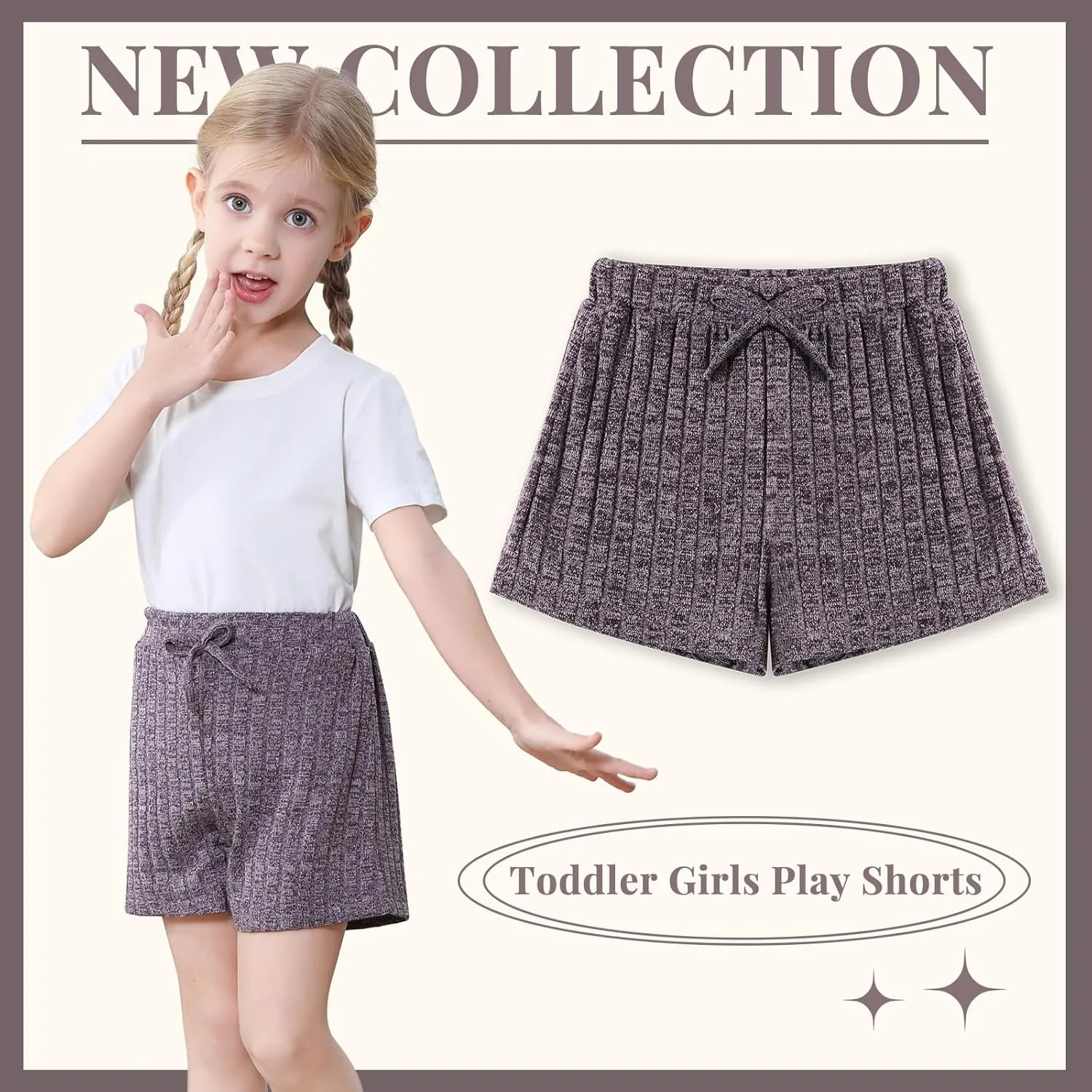 Toddler Girls Shorts Soft Ribbed Knit with Bow Baby Girls Casual Playing Summer Shorts for Little Kid 18 Month-6T