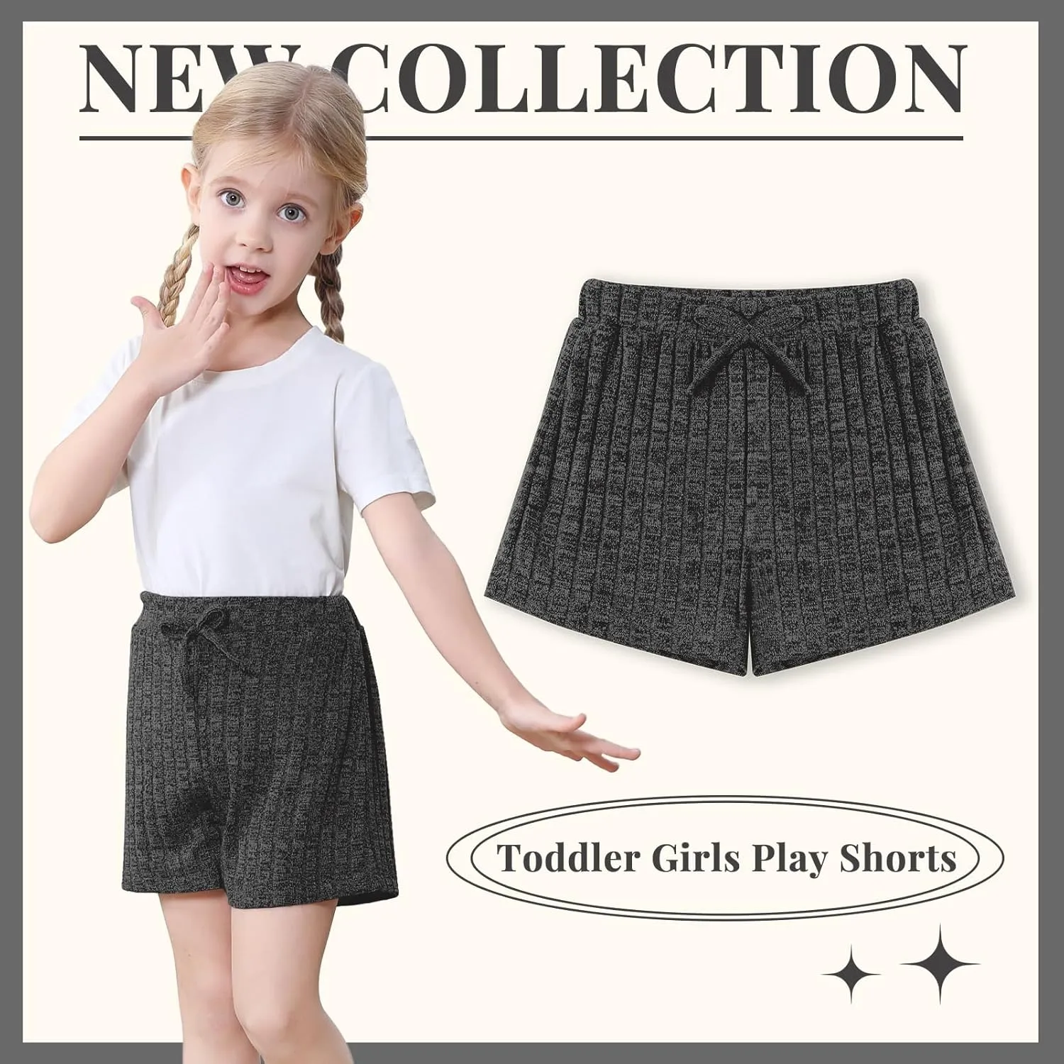 Toddler Girls Shorts Soft Ribbed Knit with Bow Baby Girls Casual Playing Summer Shorts for Little Kid 18 Month-6T