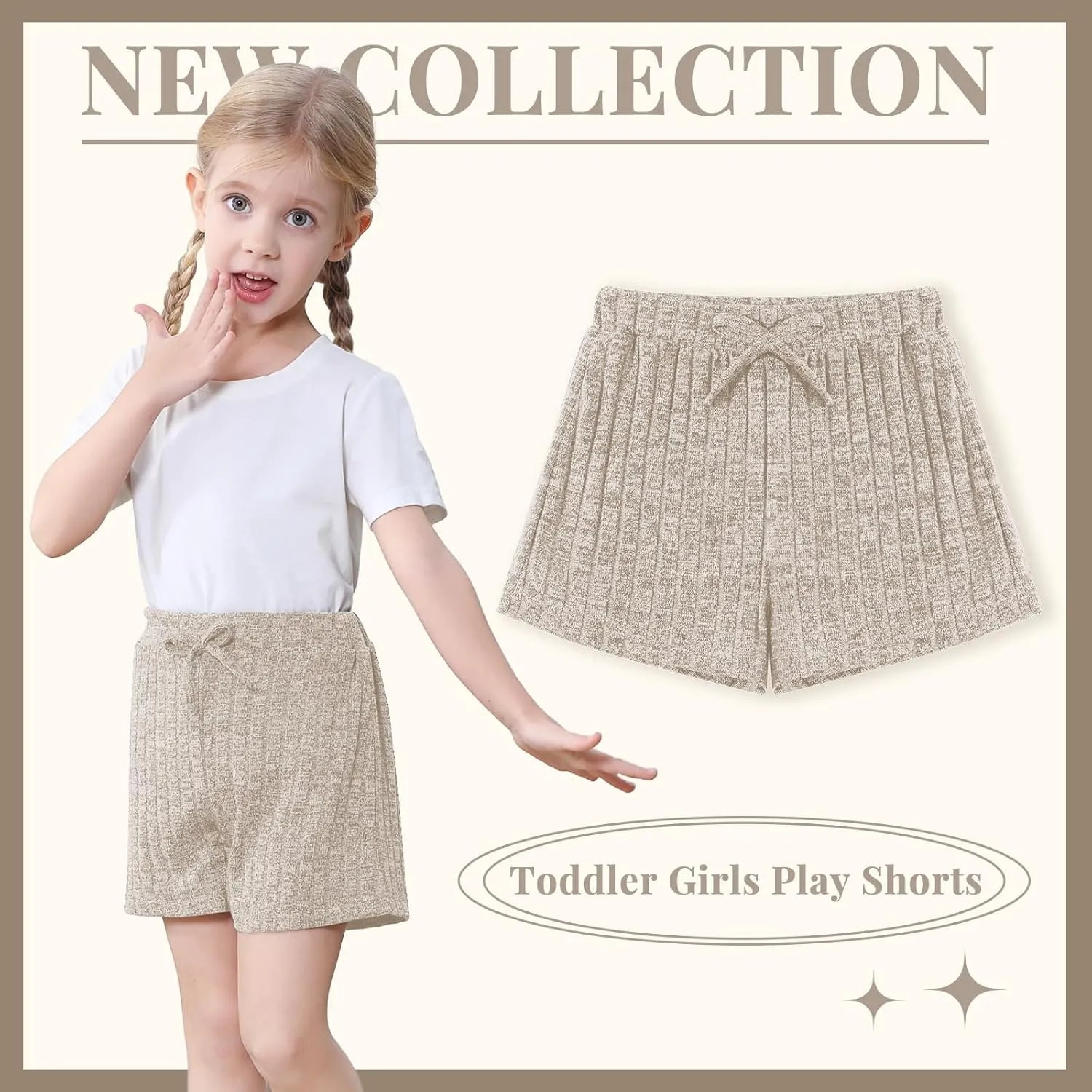 Toddler Girls Shorts Soft Ribbed Knit with Bow Baby Girls Casual Playing Summer Shorts for Little Kid 18 Month-6T