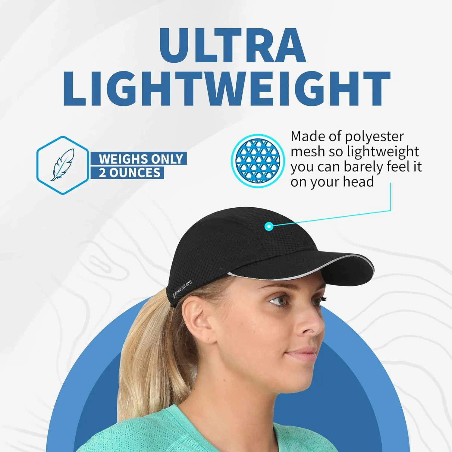 TrailHeads Women's Race Day Performance Running Cap, Lightweight & Quick Drying Mesh Sports Hat with Reflective Trim