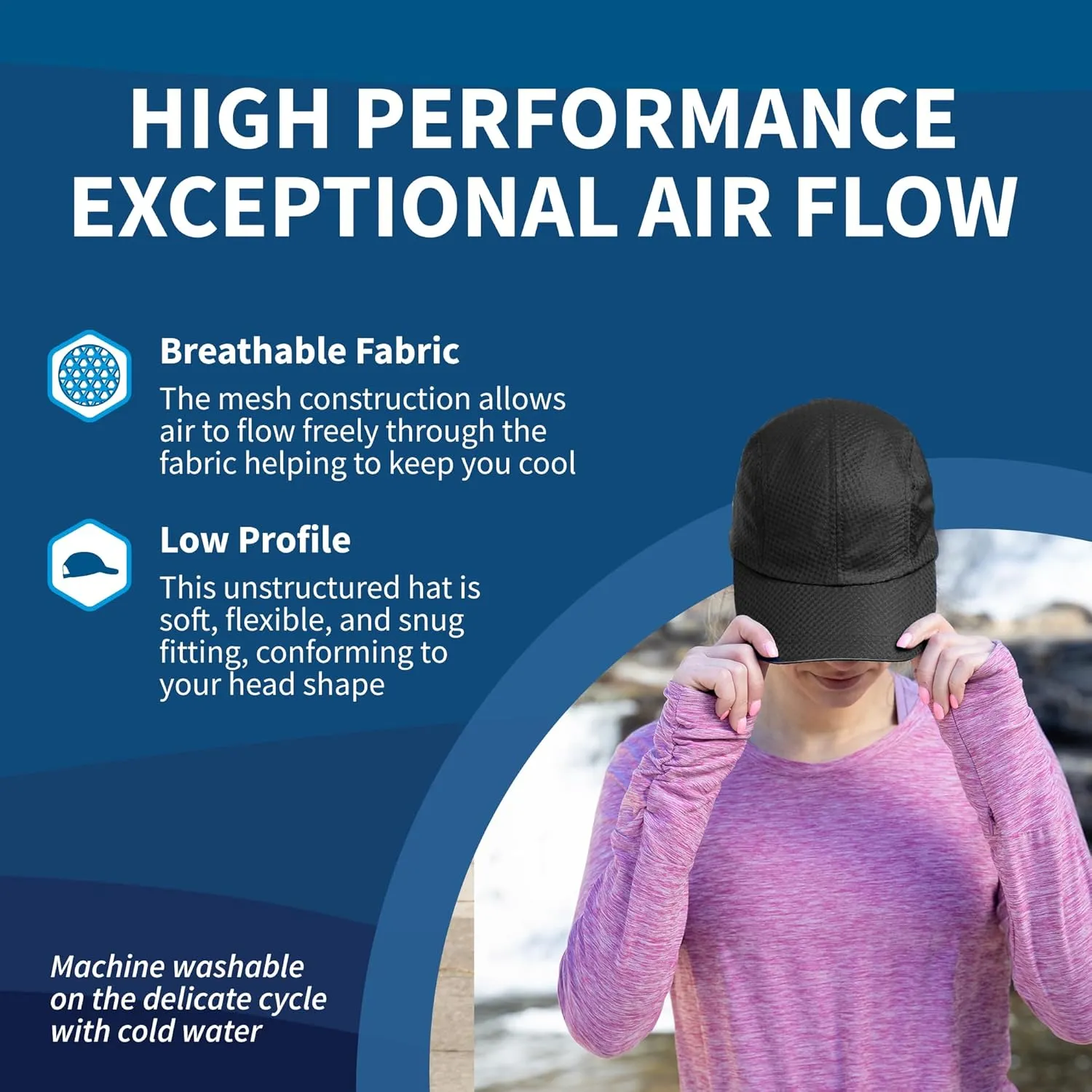 TrailHeads Women's Race Day Performance Running Cap, Lightweight & Quick Drying Mesh Sports Hat with Reflective Trim
