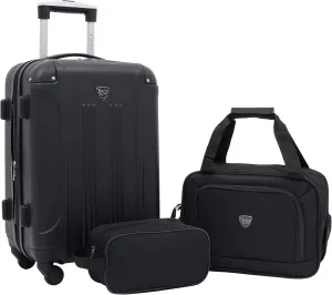 Travelers Club Chicago Hardside Expandable Spinner Luggage, Black, 3 Piece Set