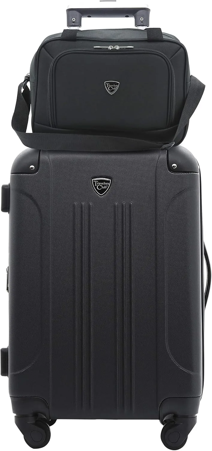 Travelers Club Chicago Hardside Expandable Spinner Luggage, Black, 3 Piece Set