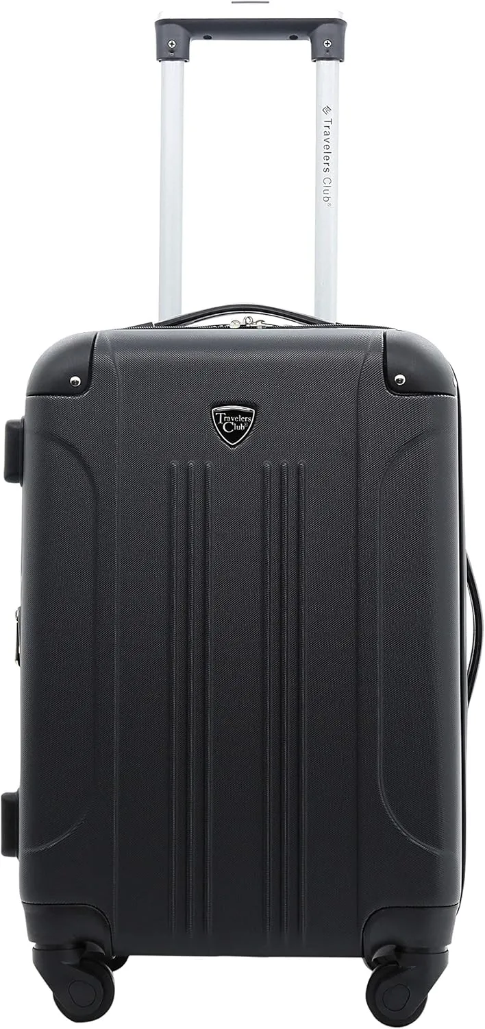 Travelers Club Chicago Hardside Expandable Spinner Luggage, Black, 3 Piece Set