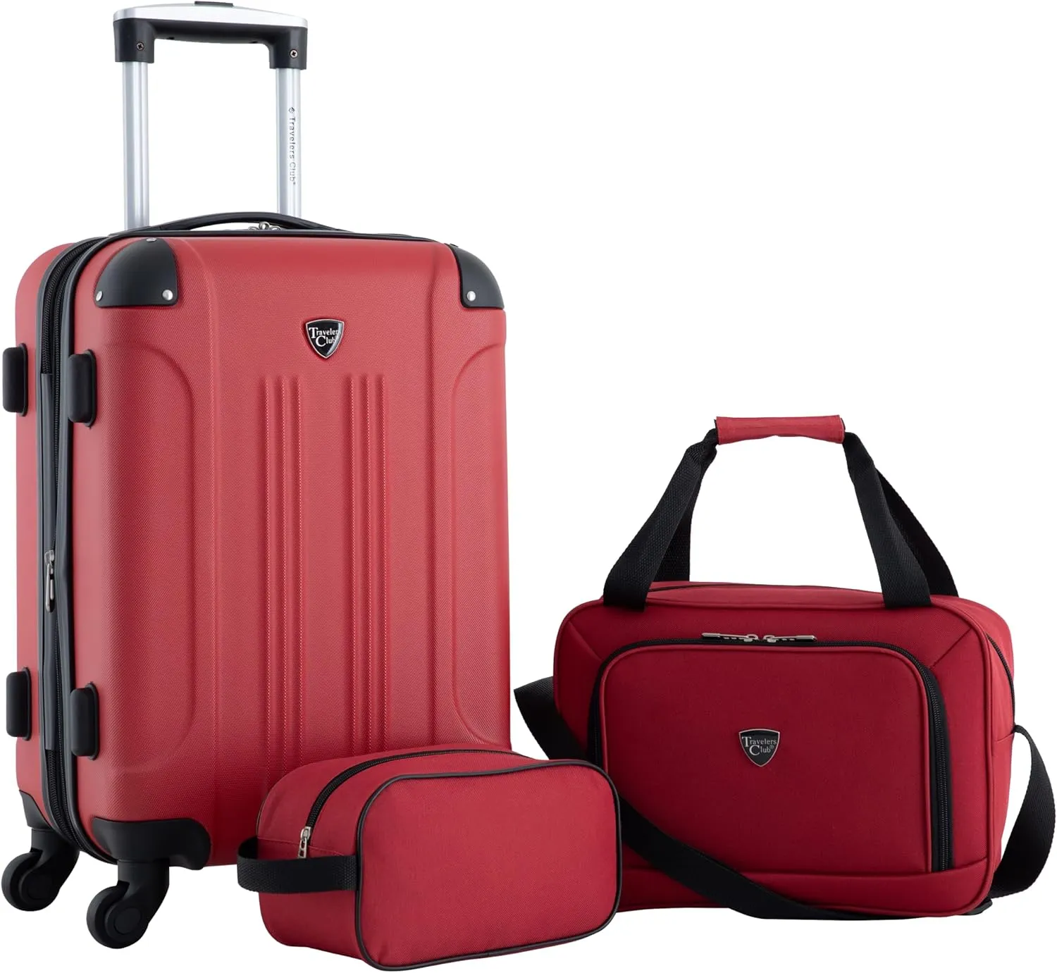 Travelers Club Chicago Hardside Expandable Spinner Luggage, Red, 3 Piece Set