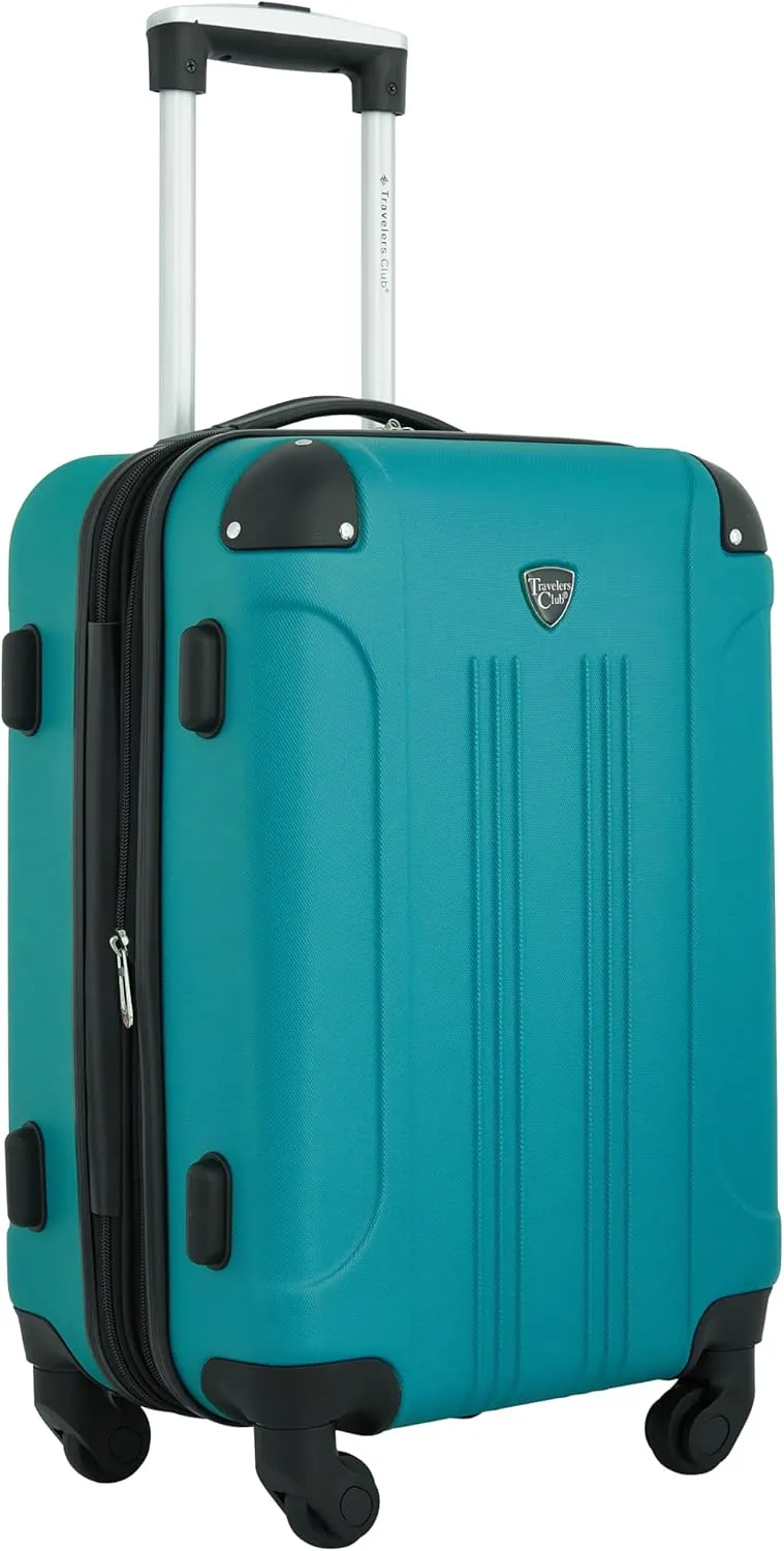 Travelers Club Chicago Hardside Expandable Spinner Luggage, Teal, 3 Piece Set