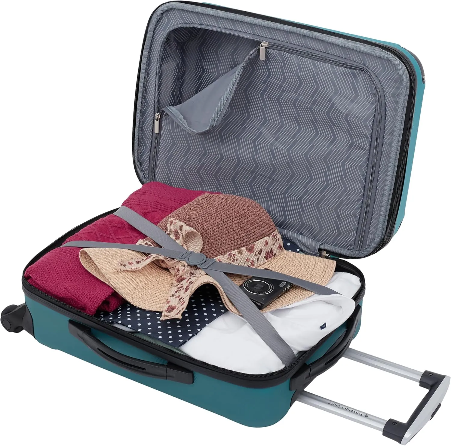 Travelers Club Chicago Hardside Expandable Spinner Luggage, Teal, 3 Piece Set