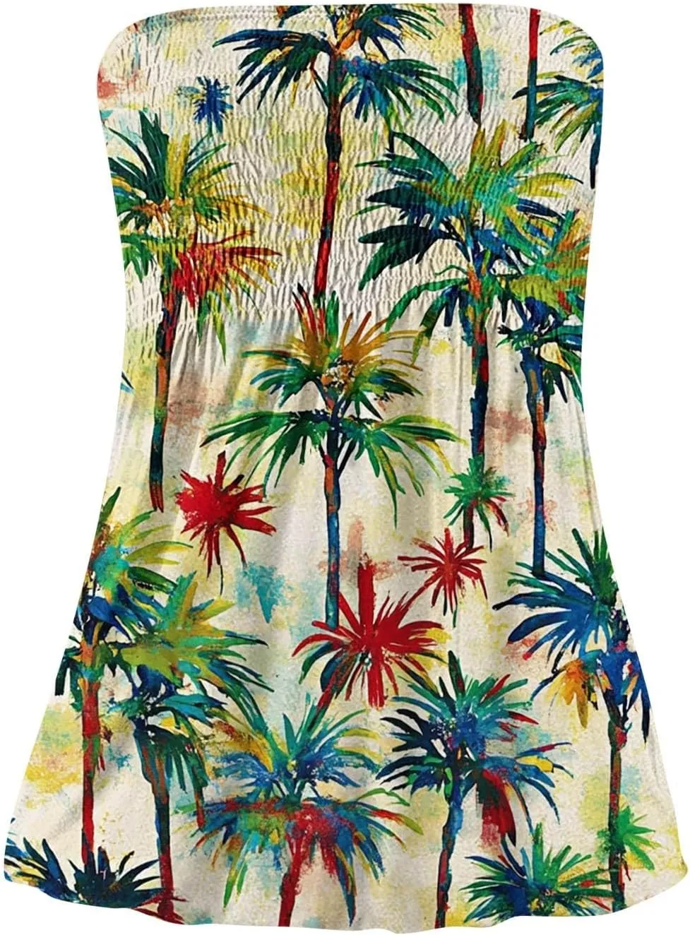 Tube Tops for Women Strapless Ruffled Sexy Tank Bandeau T Shirts Floral Graphic Sleeveless Vintage Backless Blouses