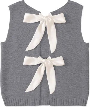 UEU Womens Sweater Vest Bow Tie Back Knitted Tank Tops Casual Crop Vest Tops 2025 Y2K Fashion Clothes