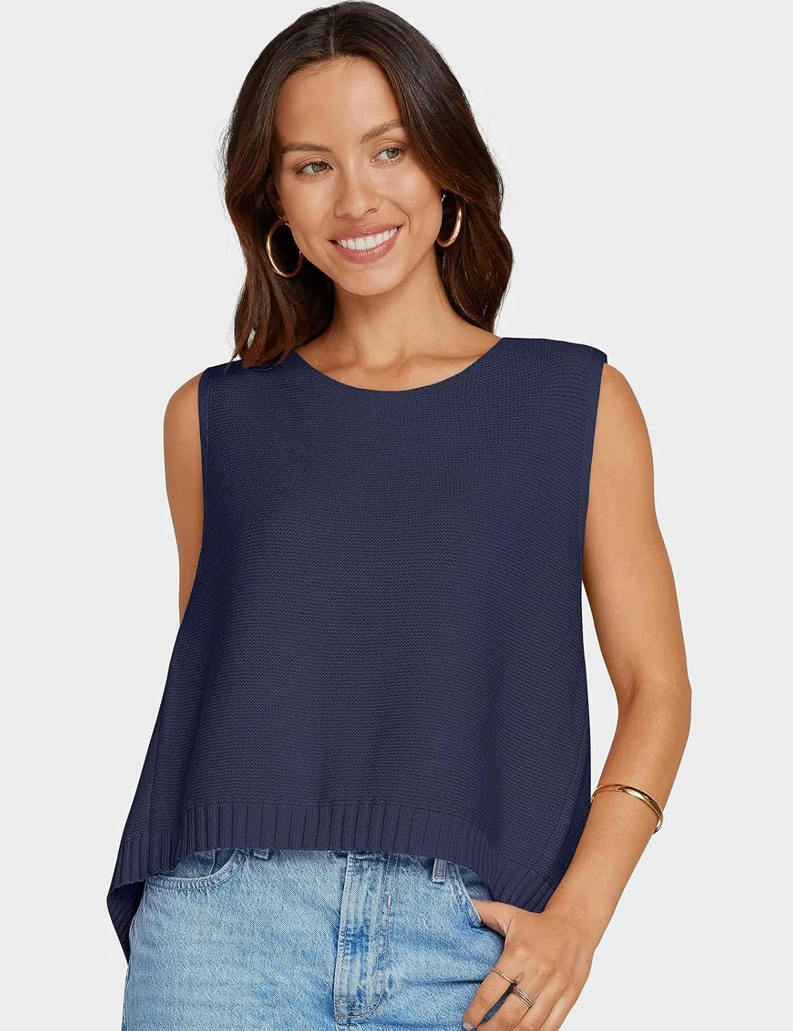 UEU Womens Sweater Vest Bow Tie Back Knitted Tank Tops Casual Crop Vest Tops 2025 Y2K Fashion Clothes