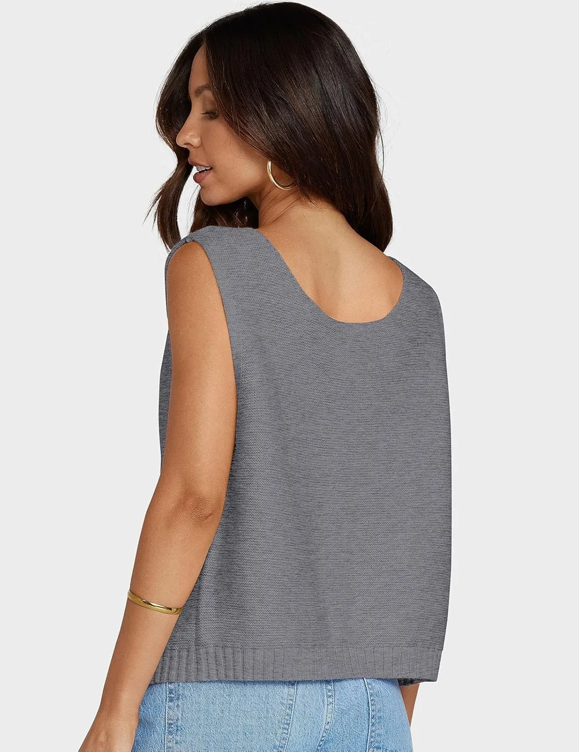 UEU Womens Sweater Vest Bow Tie Back Knitted Tank Tops Casual Crop Vest Tops 2025 Y2K Fashion Clothes