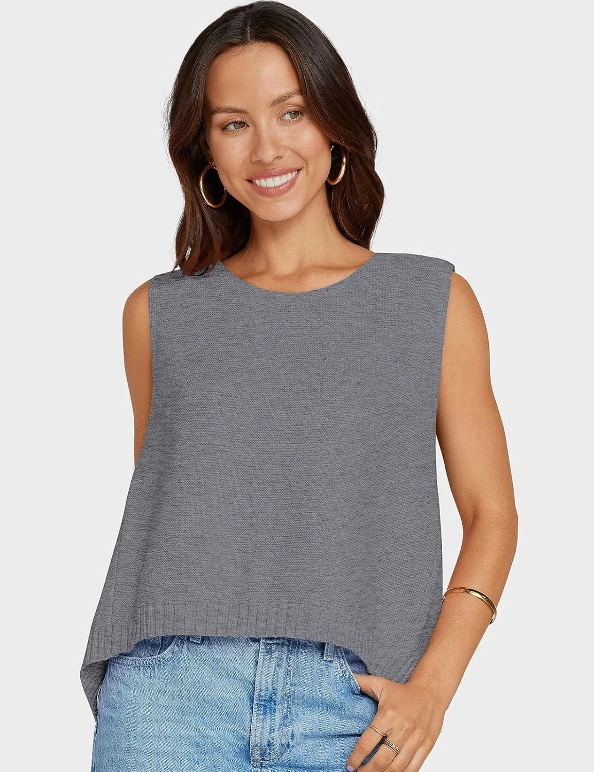 UEU Womens Sweater Vest Bow Tie Back Knitted Tank Tops Casual Crop Vest Tops 2025 Y2K Fashion Clothes