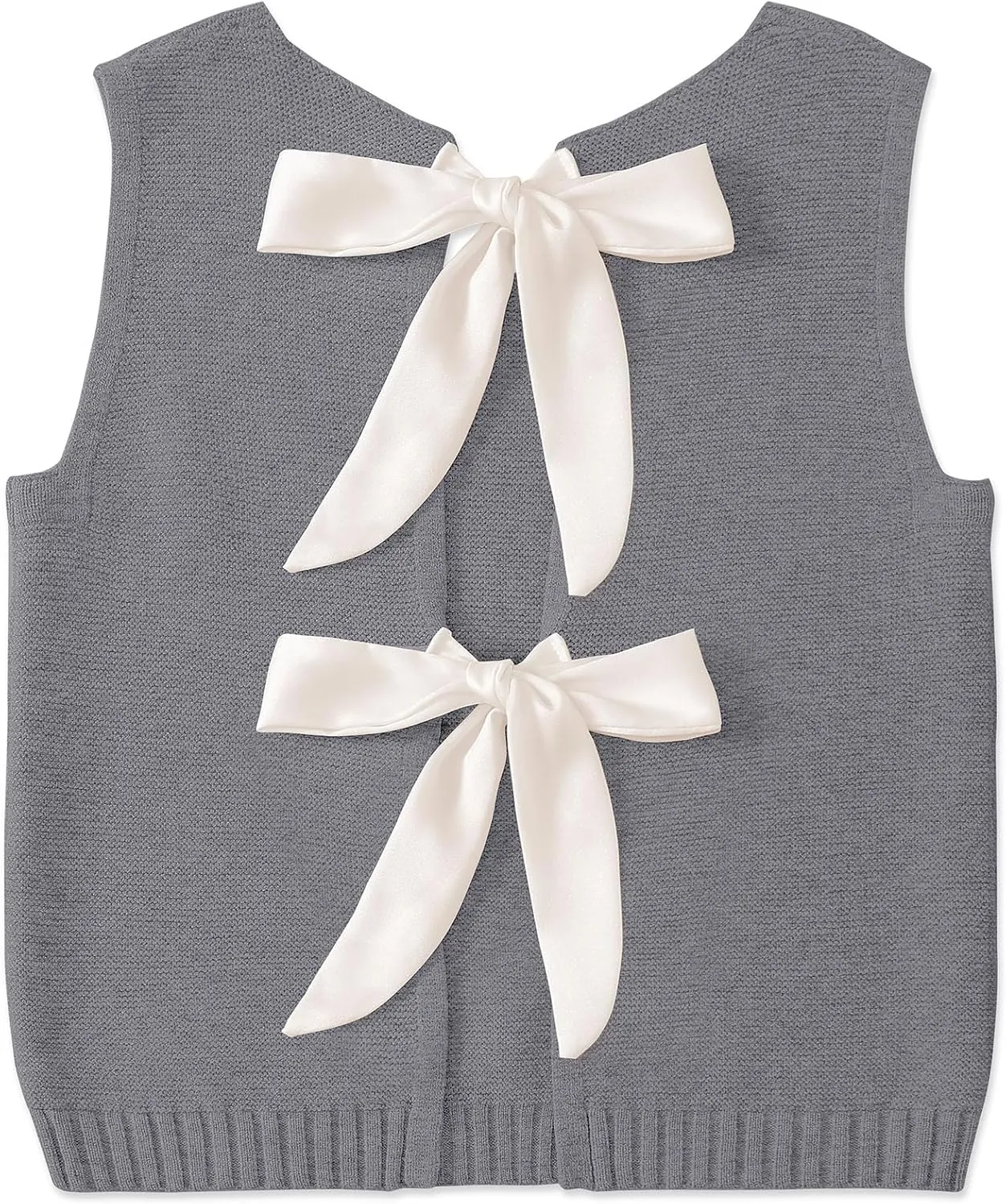 UEU Womens Sweater Vest Bow Tie Back Knitted Tank Tops Casual Crop Vest Tops 2025 Y2K Fashion Clothes