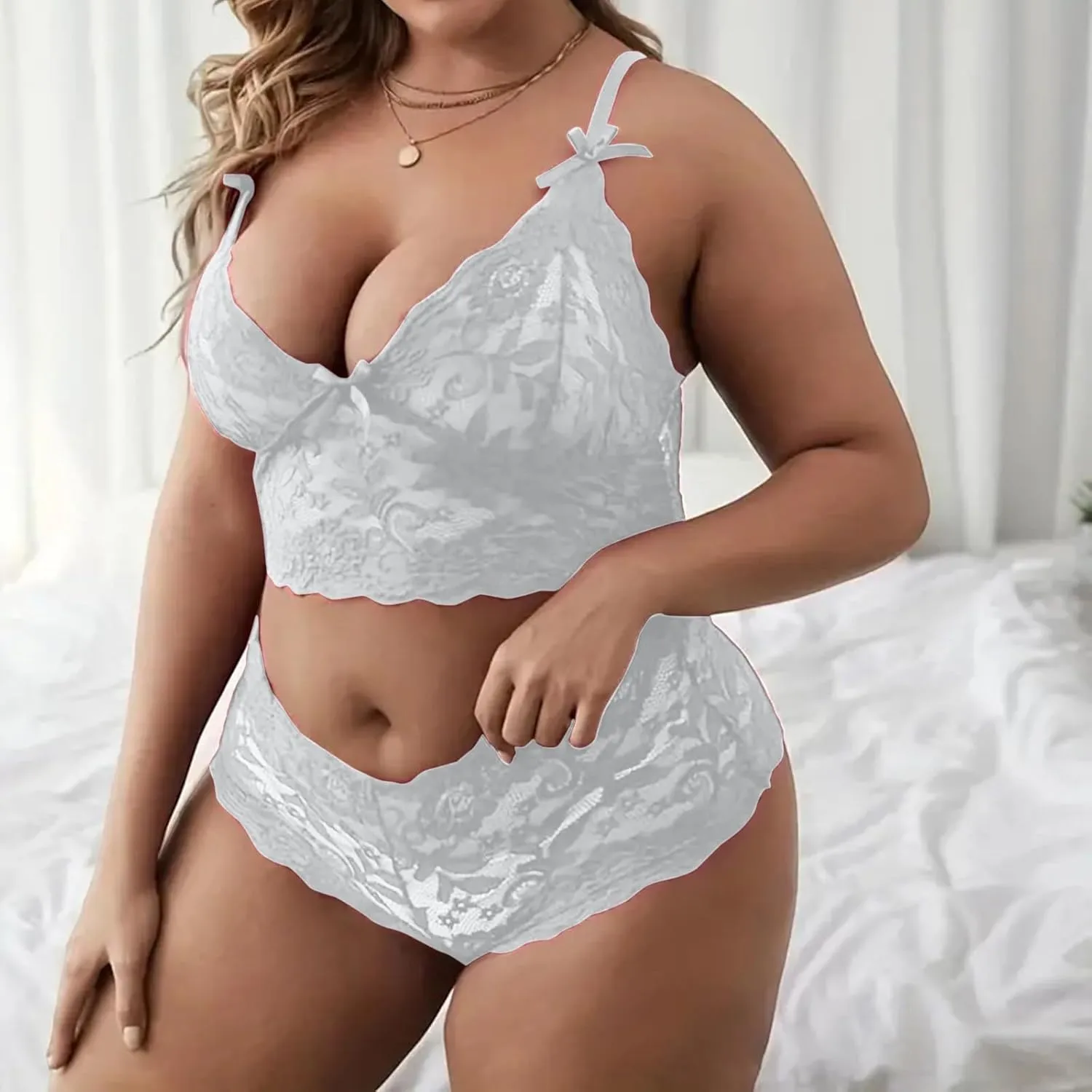 Valentine's Day Sexy Lingerie for Women Sexy Lace Bralette High Waist Panty Set New Years Eve Lingerie for Women