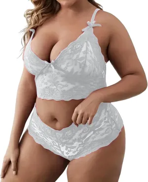 Valentine's Day Sexy Lingerie for Women Sexy Lace Bralette High Waist Panty Set New Years Eve Lingerie for Women