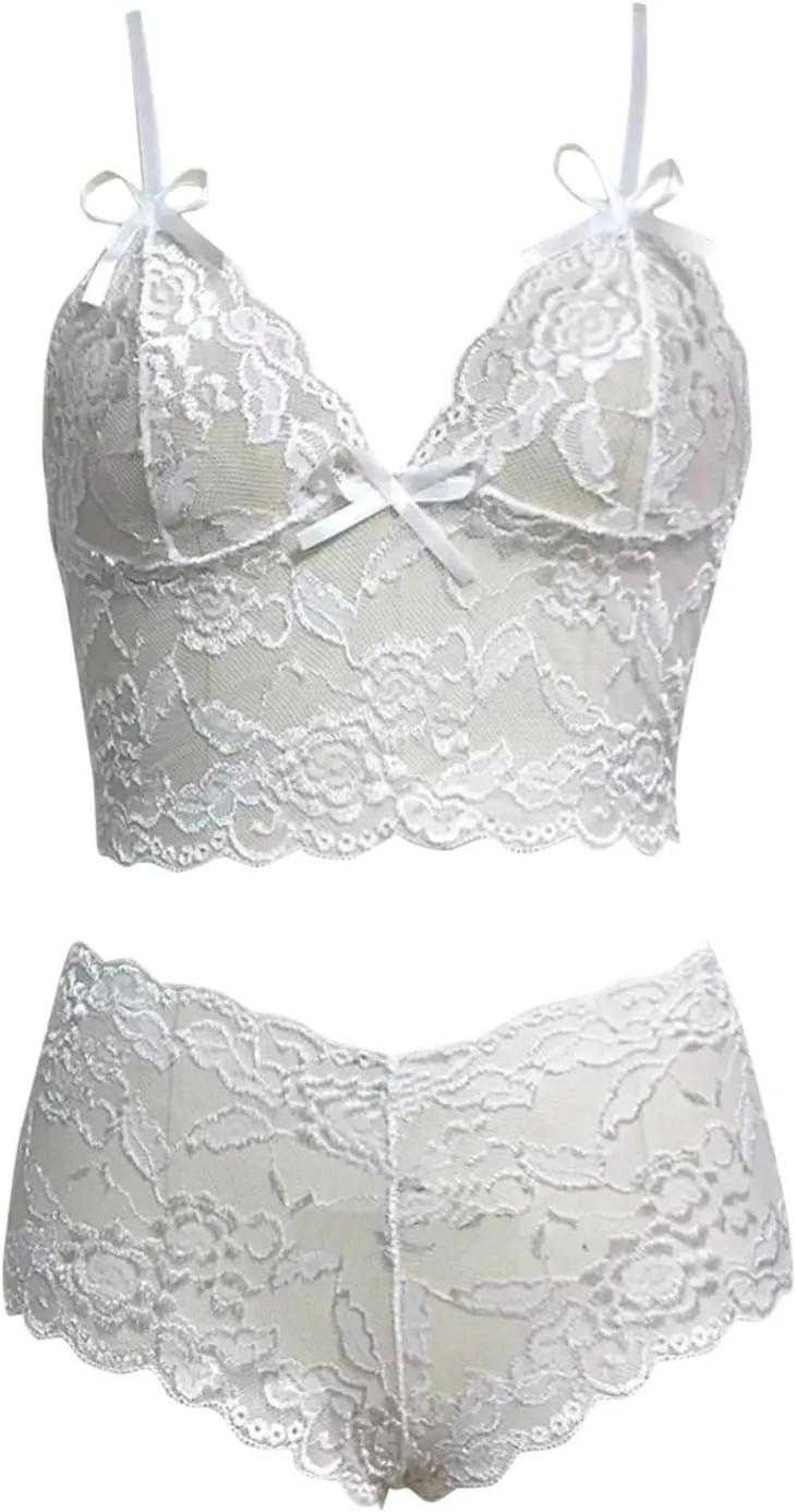 Valentine's Day Sexy Lingerie for Women Sexy Lace Bralette High Waist Panty Set New Years Eve Lingerie for Women