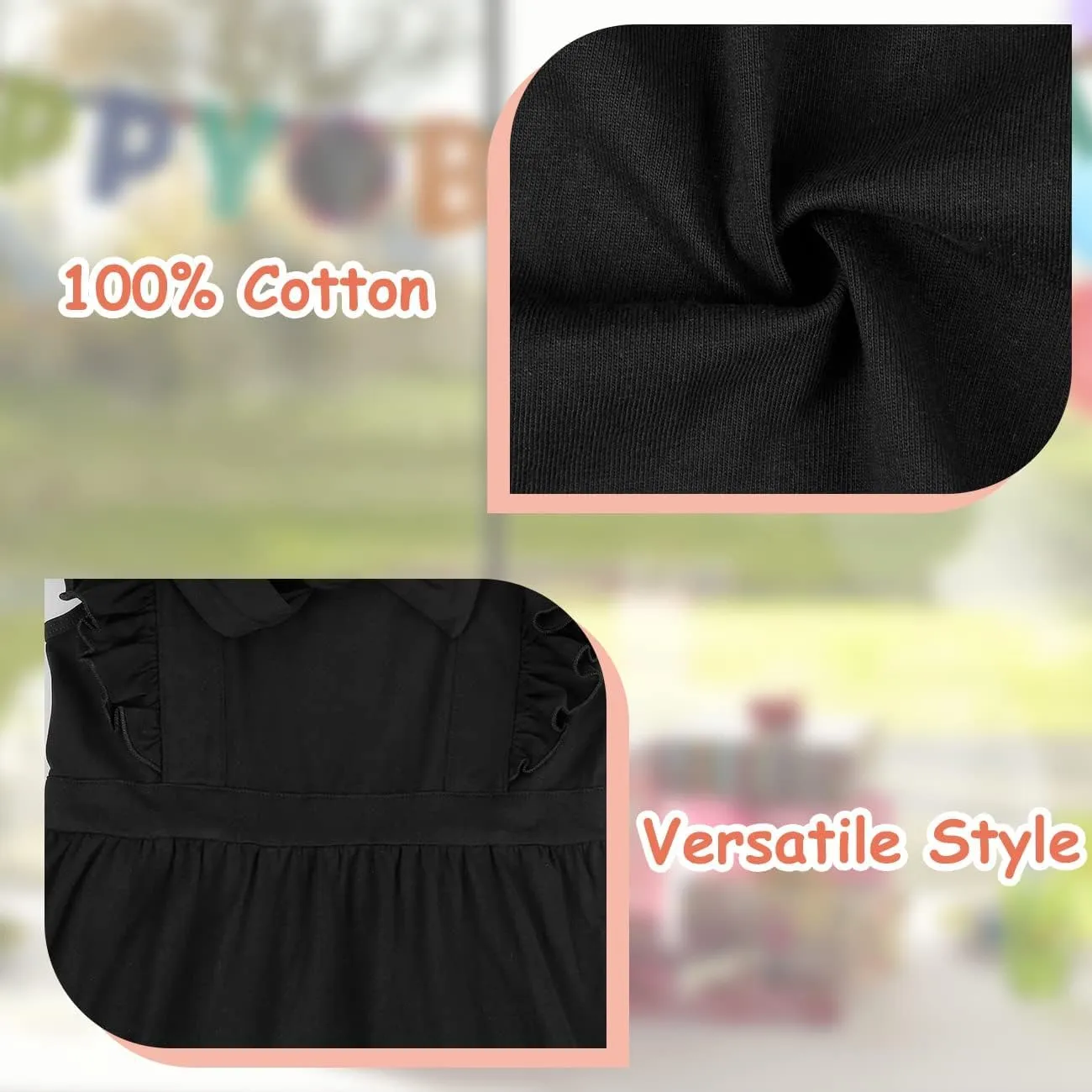 VASCHY Girls' Ruffle Dress Cut Open Back and Bow Detail for Special Occasions Swing Twirly Summer Dress Cotton