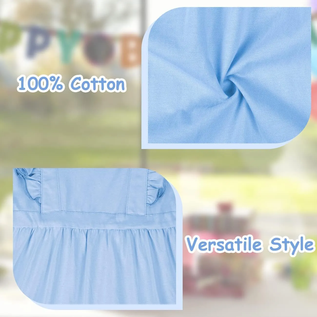 VASCHY Girls' Ruffle Dress Cut Open Back and Bow Detail for Special Occasions Swing Twirly Summer Dress Cotton