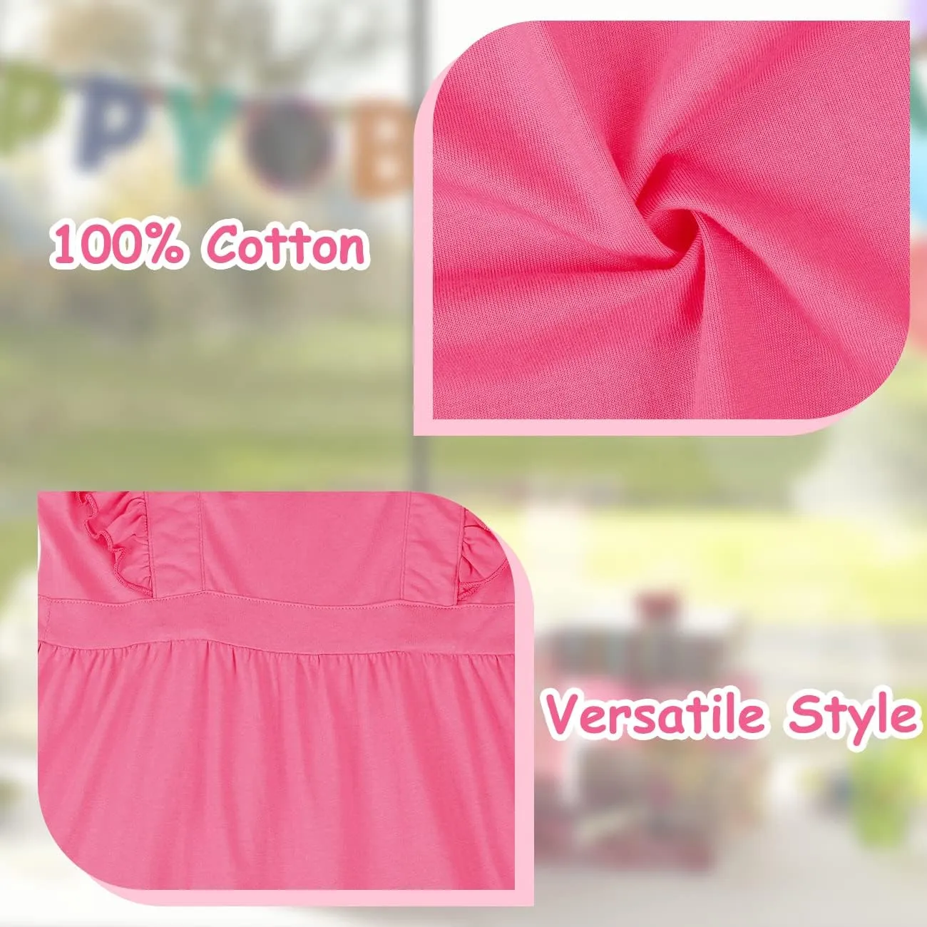 VASCHY Girls' Ruffle Dress Cut Open Back and Bow Detail for Special Occasions Swing Twirly Summer Dress Cotton