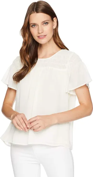 Vince Camuto Women's Ruffled Short Sleeve Smocked Blouse