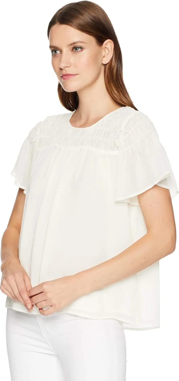 Vince Camuto Women's Ruffled Short Sleeve Smocked Blouse