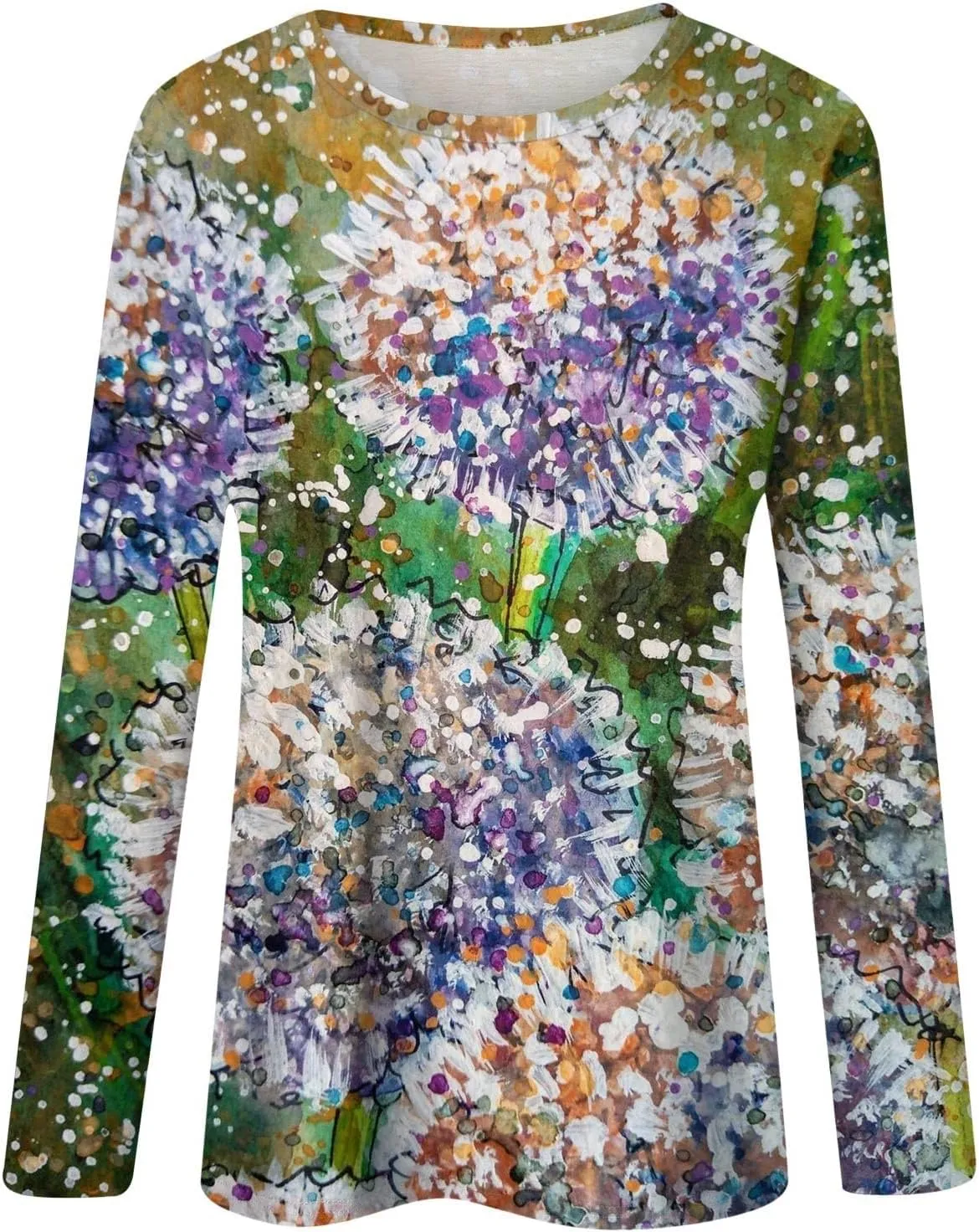 Vintage Tees for Women Women's Fashion Casual Round Neck Long Sleeve Printed T-Shirt Top