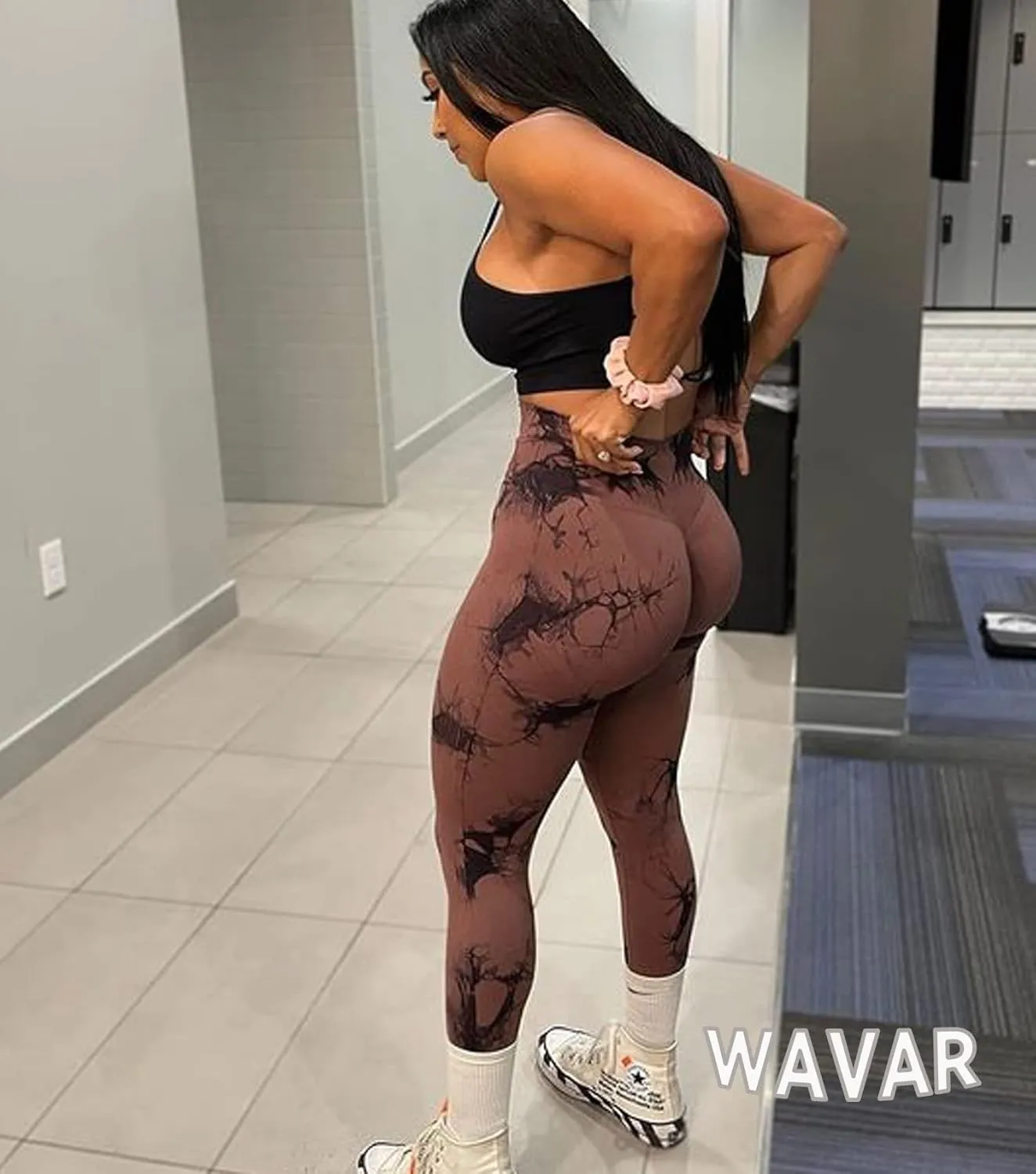 Wavar Tie Dye Scrunch Butt Lifting Seamless Leggings for Women High Waist Yoga Pants Tummy Control Running Workout Tight