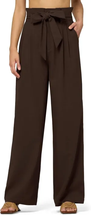 Willit Women Linen Pants Casual Wide Leg Dress Pants High Waisted Paperbag Work Slacks Tie Knot Trousers Pockets 28"/30"/ 32"
