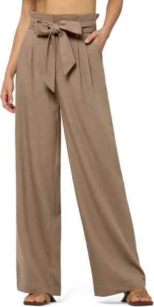 Willit Women Linen Pants Casual Wide Leg Dress Pants High Waisted Paperbag Work Slacks Tie Knot Trousers Pockets 28"/30"/ 32"