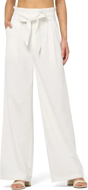 Willit Women Linen Pants Casual Wide Leg Dress Pants High Waisted Paperbag Work Slacks Tie Knot Trousers Pockets 28"/30"/ 32"